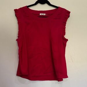 Elegant Red Ruffle Sleeve Blouse